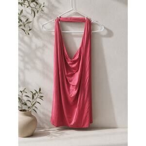 Zeaoo XL Pink Backless Halter Cowl Neck Stretch Top